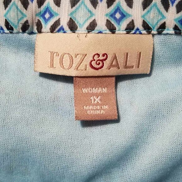 Roz & Ali Blue Print Sleeveless Top Size XL - Picture 2 of 11